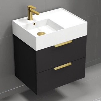 Bathroom Vanity Black Bathroom Vanity, Modern, Wall Mounted, 24